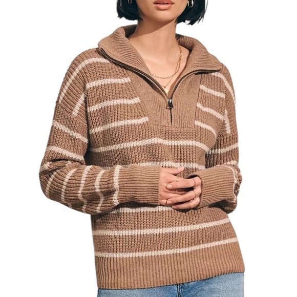 Faherty Women's Mariner Sweater Carmel Stripe Size M - Picture 1 of 13
